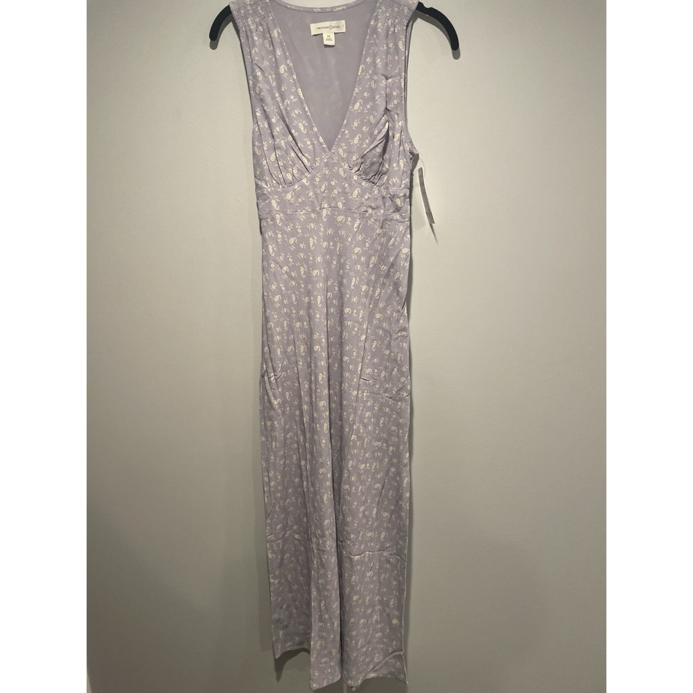 Treasure & Bond Maxi Dress XS Purple/Ivory Little Paris Floral V Neck Boho NEW - Picture 2 of 12